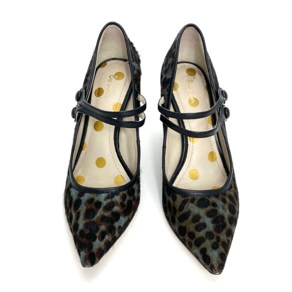 BODEN Calf Hair Leopard Block Heel Pumps in Gray Size 6 (37) - Picture 2 of 11